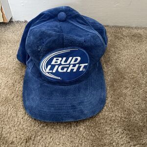 Vintage Bud Light logo blue and white Velvet corduroy baseball Hat one size